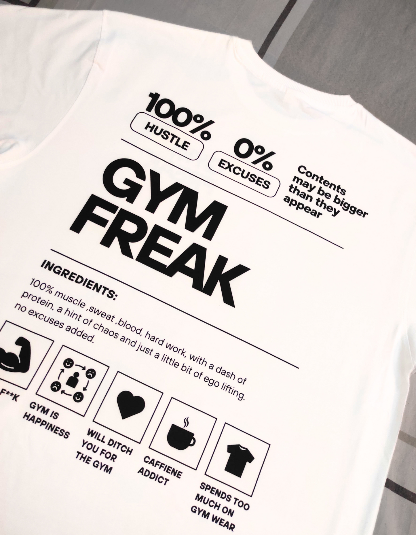 THE GYM FREAK CREAM WHITE TEE