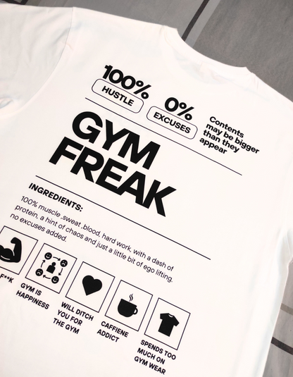 THE GYM FREAK CREAM WHITE TEE